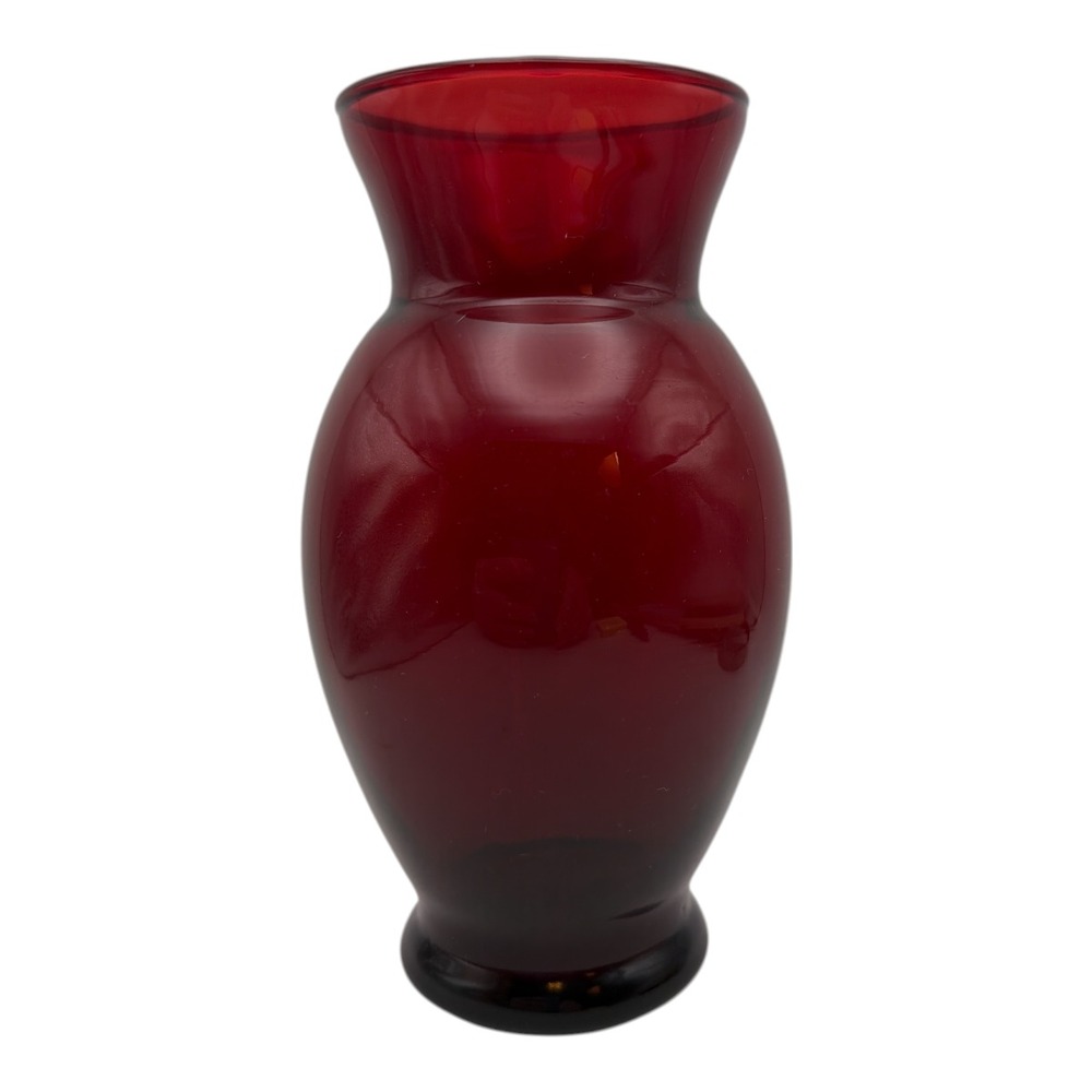 Anchor Hocking Royal Ruby Red Glass Vase Flower 6.5" EUC
